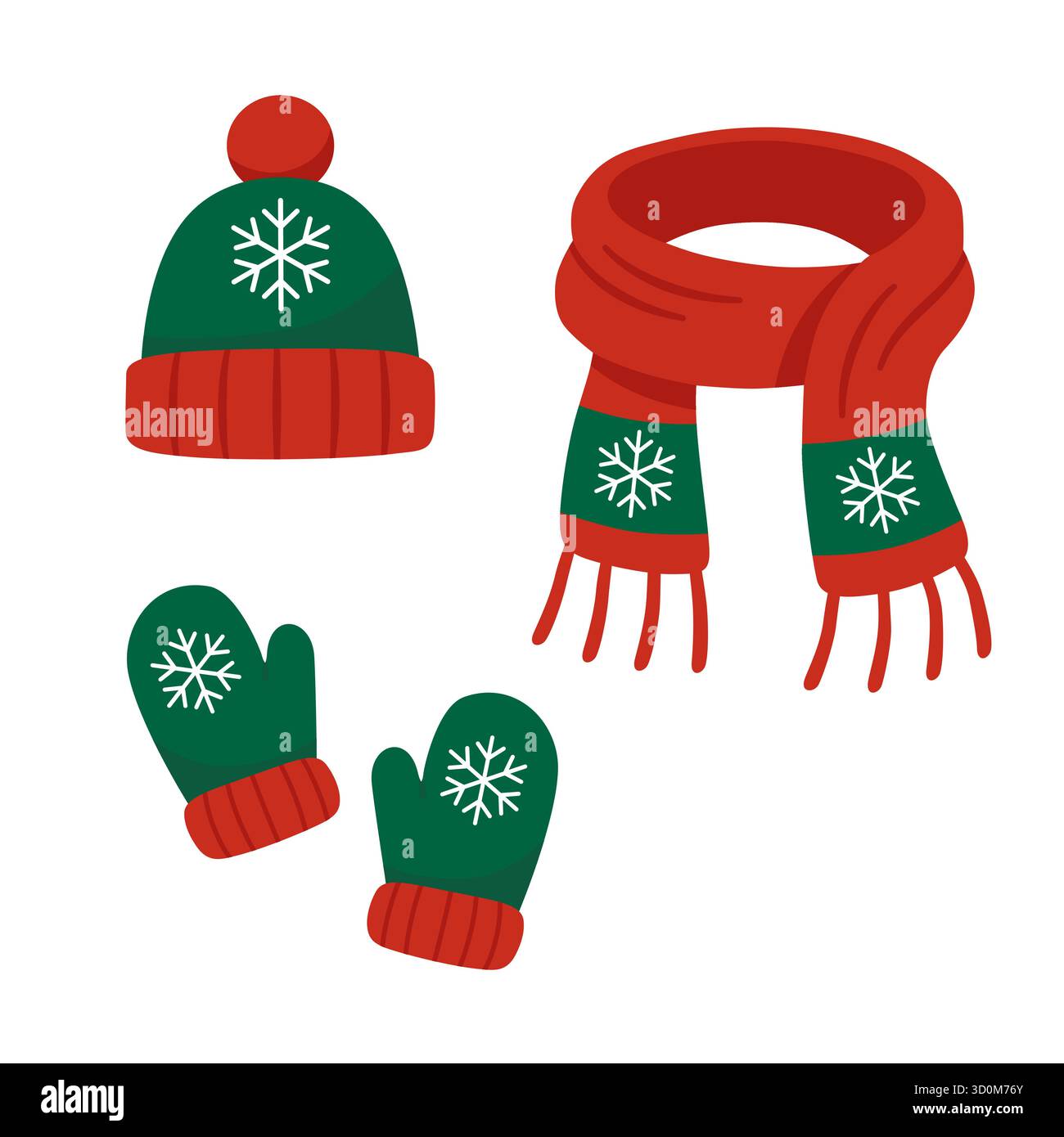 Illustrazione del set di abbigliamento natalizio invernale Illustrazione Vettoriale