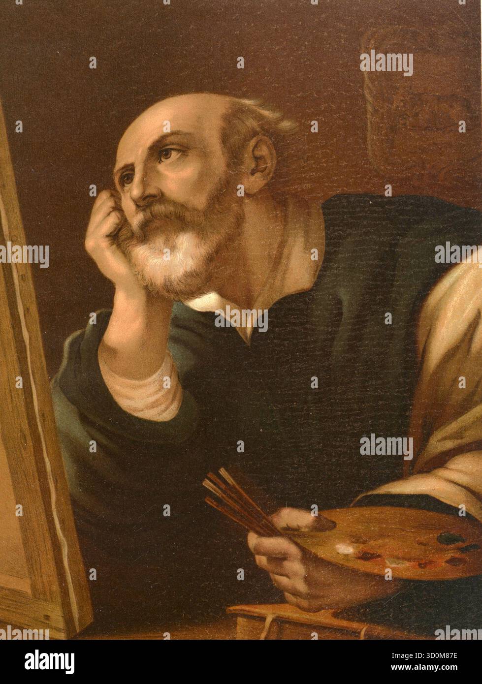 Scena biblica, Bibbia, l'evangelista Luca, una delle quattro figure chiave del nuovo Testamento, tradizionalmente accreditata della paternità del terzo Vangelo e degli atti degli Apostoli. Illustrazione, riproduzione da un originale del XIX secolo. File autentico ripristinato per un utilizzo ottimale. Data esatta dell'originale sconosciuto. Storico. Foto Stock