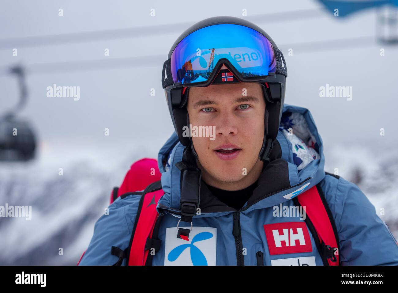 Sölden, Austria 20251023. L'alpinista Fredrik Møller e la squadra nazionale norvegese di sci alpino si allenano a Tiefenbachgletscher prima dell'apertura della Coppa del mondo di alpinismo a Sölden, Austria, il prossimo fine settimana foto: Cornelius Poppe / NTB questo testo è tradotto automaticamente Foto Stock