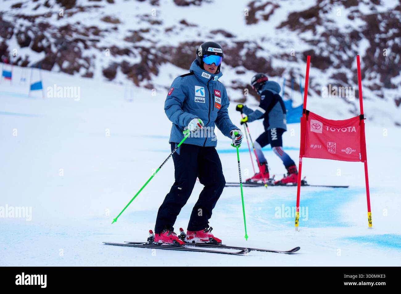 Sölden, Austria 20251023. L'alpinista Fredrik Møller e la squadra nazionale norvegese di sci alpino si allenano sul ghiacciaio di Tiefenbach in occasione dell'apertura della Coppa del mondo di alpinismo a Sölden, Austria, il prossimo fine settimana foto: Cornelius Poppe / NTB questo testo è tradotto automaticamente Foto Stock