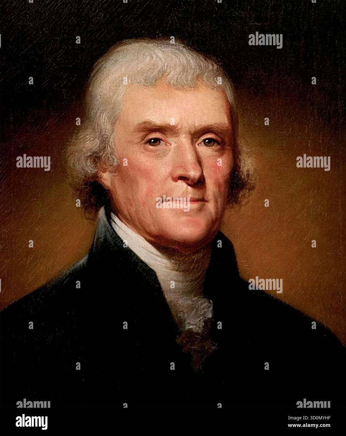 THOMAS JEFFERSON (1743-1826) padre fondatore americano e presidente 1801-1809) dettaglio del ritratto dell'artista americano Rembrandt Peale intorno al 1800, ora alla Casa Bianca Foto Stock