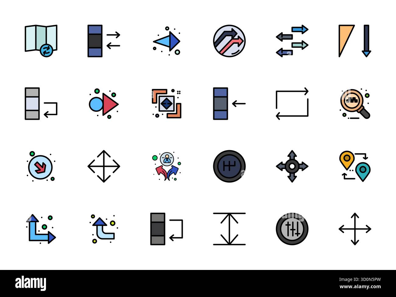 Raccolta di 24 icone vettoriali che rappresentano l'estetica a variazione di linea, ottimizzata con risoluzione allineata ai pixel ad alta risoluzione per ottenere il massimo Illustrazione Vettoriale