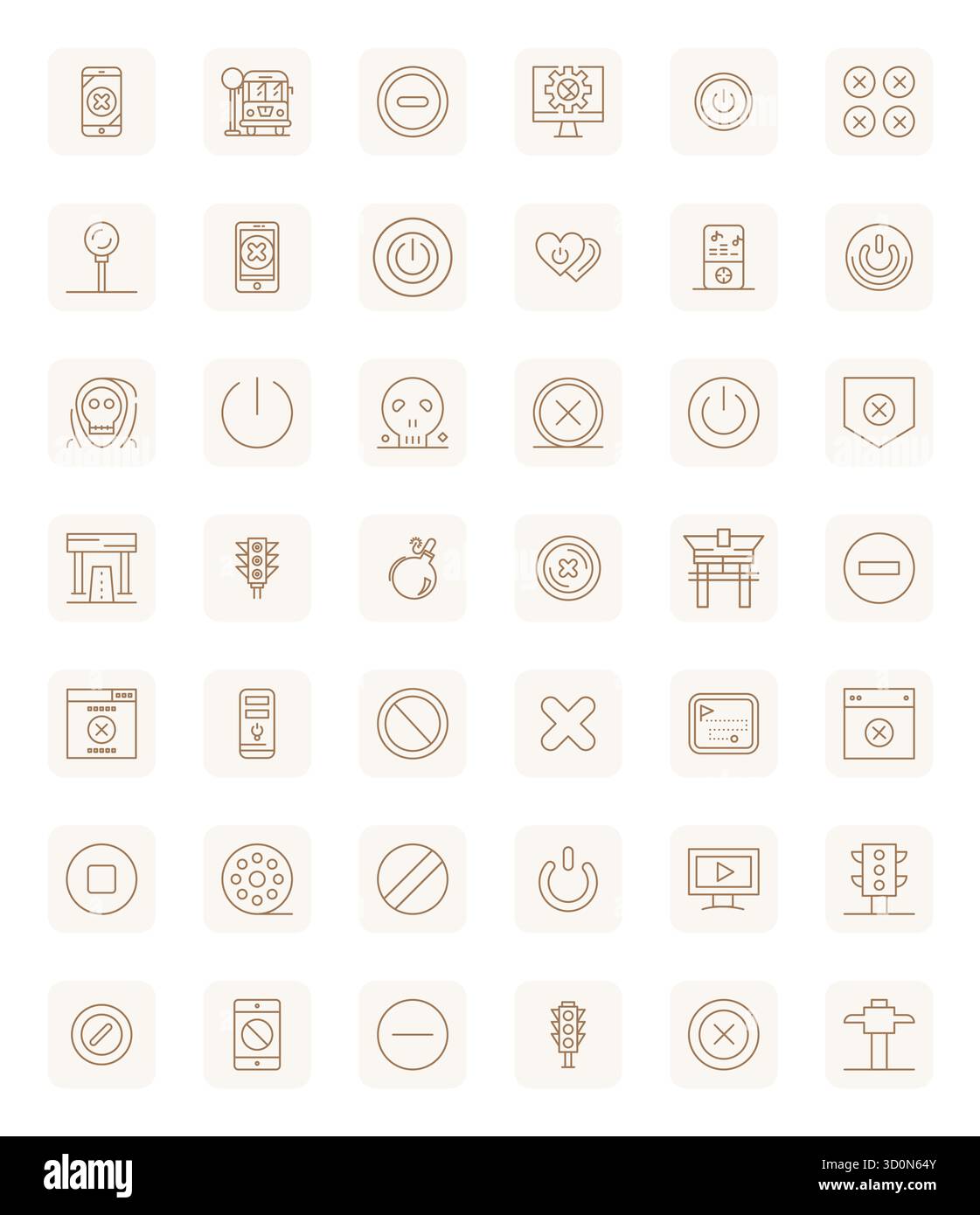 Kit di strumenti completo di 42 icone vettoriali a tema Stop, sviluppato in formato normale grassetto con precisione ottimizzata 256x256 pixel per un de versatile Illustrazione Vettoriale