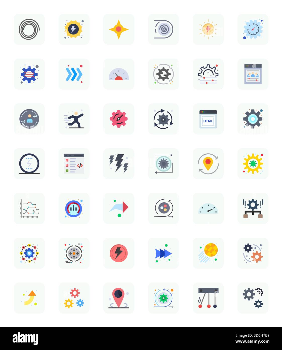 42 icone vettoriali Flat Editable perfettamente bilanciate per Dynamic, con dimensioni di 128x128 per un'integrazione armoniosa nei progetti di progettazione digitale. Illustrazione Vettoriale