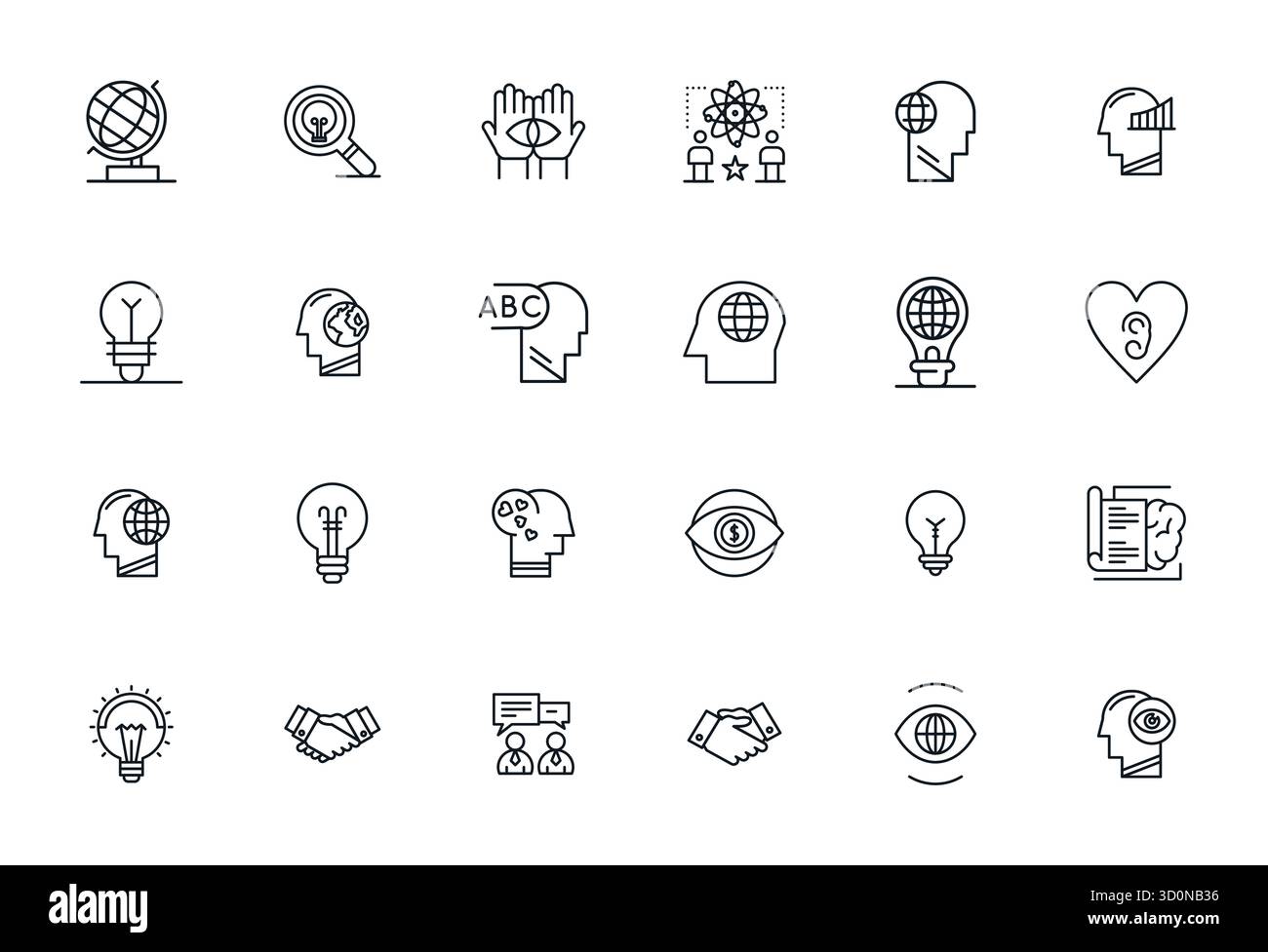 Set rivoluzionario di 24 icone vettoriali perfette ispirate alla comprensione, create in formato Bold Line con risoluzione 256x256 per des all'avanguardia Illustrazione Vettoriale