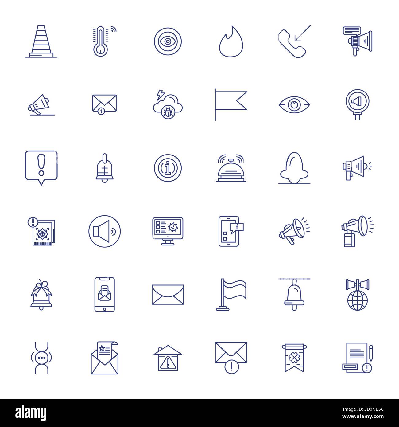 Eccezionale raccolta di 36 icone vettoriali Bold Line per gli avvisi, con dettagli ad alta risoluzione risoluzione risoluzione migliorata per un eccellente aspetto visivo senza precedenti Illustrazione Vettoriale