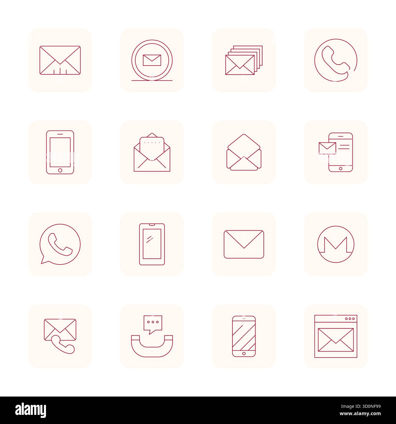 Una raccolta pulita di 16 icone vettoriali Thin Outline che rappresentano l'icona del contatto, progettate in formato ottimizzato 128x128 pixel per dashboard e int moderni Illustrazione Vettoriale