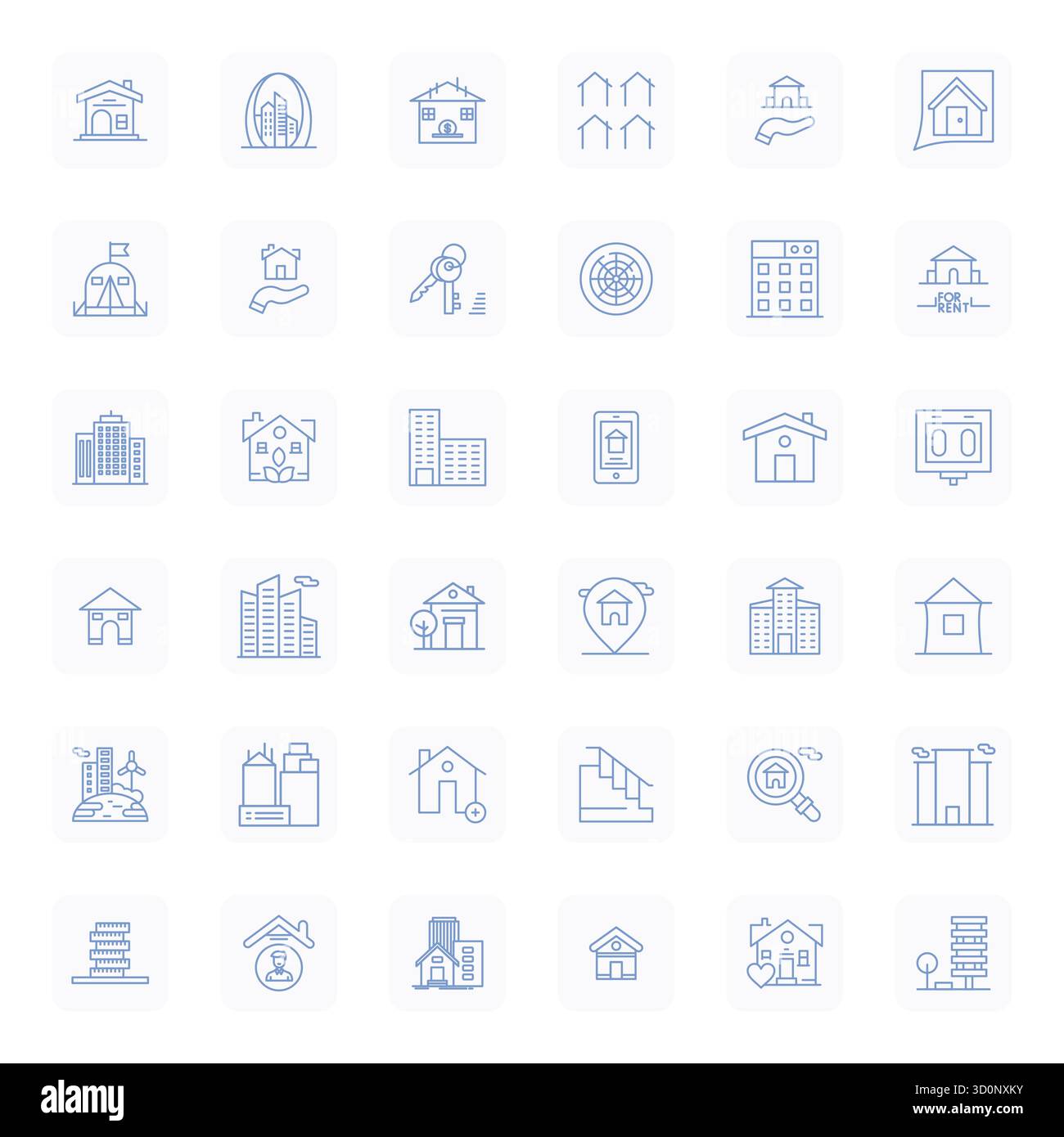 Sblocca 36 icone vettoriali Bold Outline Pixel ottimizzate ispirate all'alloggiamento, ottimizzate in formato Retina Ready per una visualizzazione impeccabile su tutte le devi Illustrazione Vettoriale