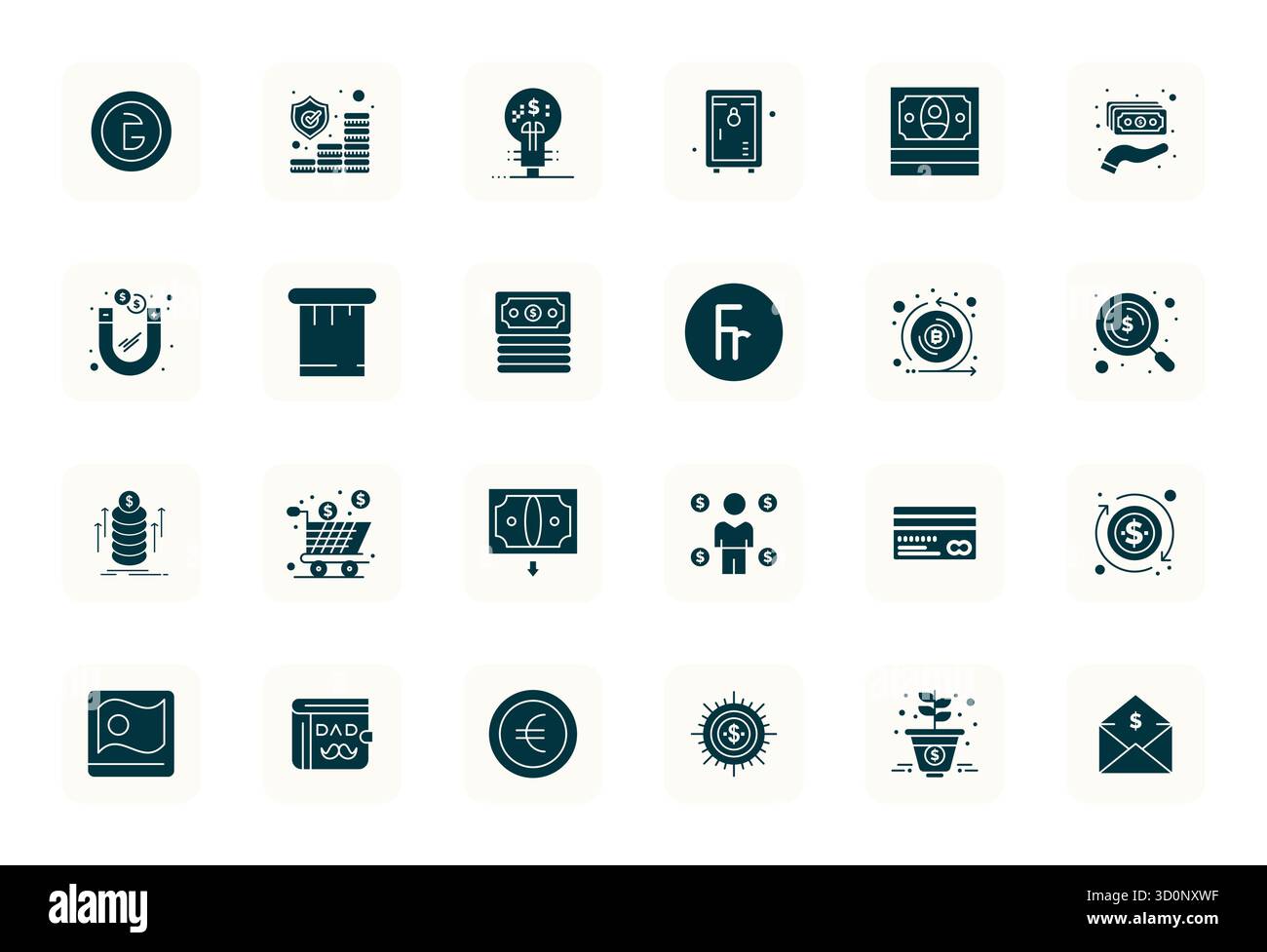 Pacchetto completo con 24 icone vettoriali in un design completo per un prezzo conveniente, fornito con una qualità reattiva e modificabile. Illustrazione Vettoriale