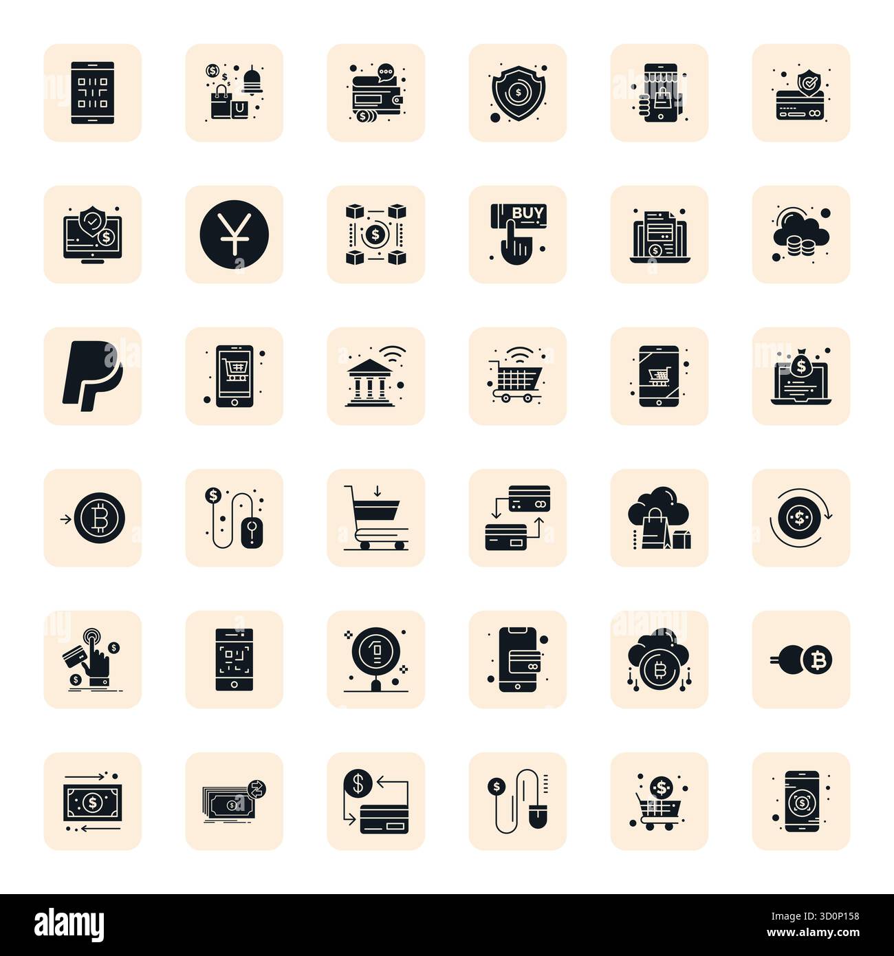 36 dettagli dettagliati con rendering impeccabile icone vettoriali ottimizzate per il pagamento digitale, create con una risoluzione 64 x 64 per una straordinaria coerenza visiva in tutto il PL Illustrazione Vettoriale