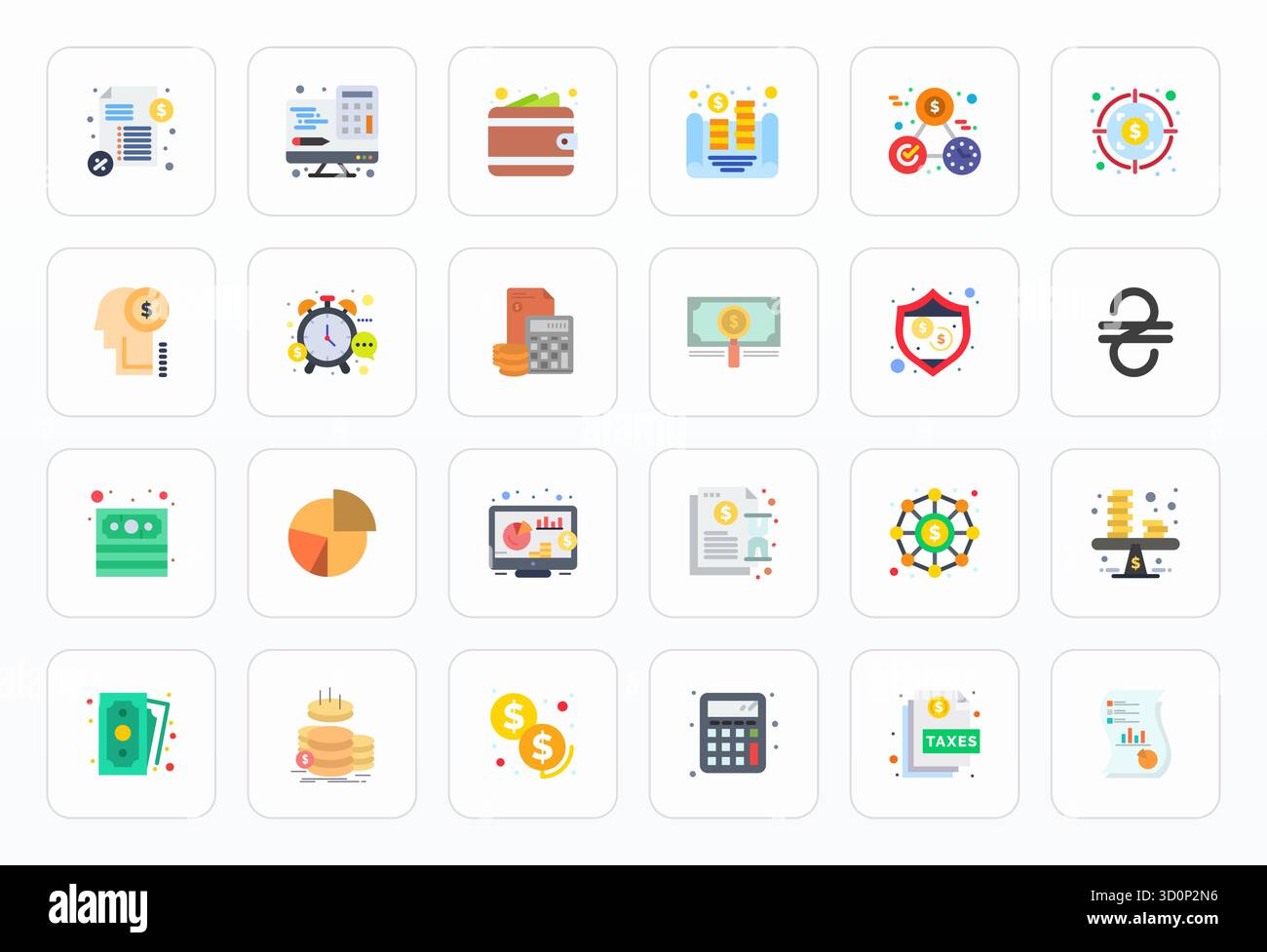 24 icone vettoriali progettate in modo professionale in Flat, che catturano l'essenza del budget con PIXEL ad alta risoluzione precisione perfetta per la progettazione dell'interfaccia utente. Illustrazione Vettoriale