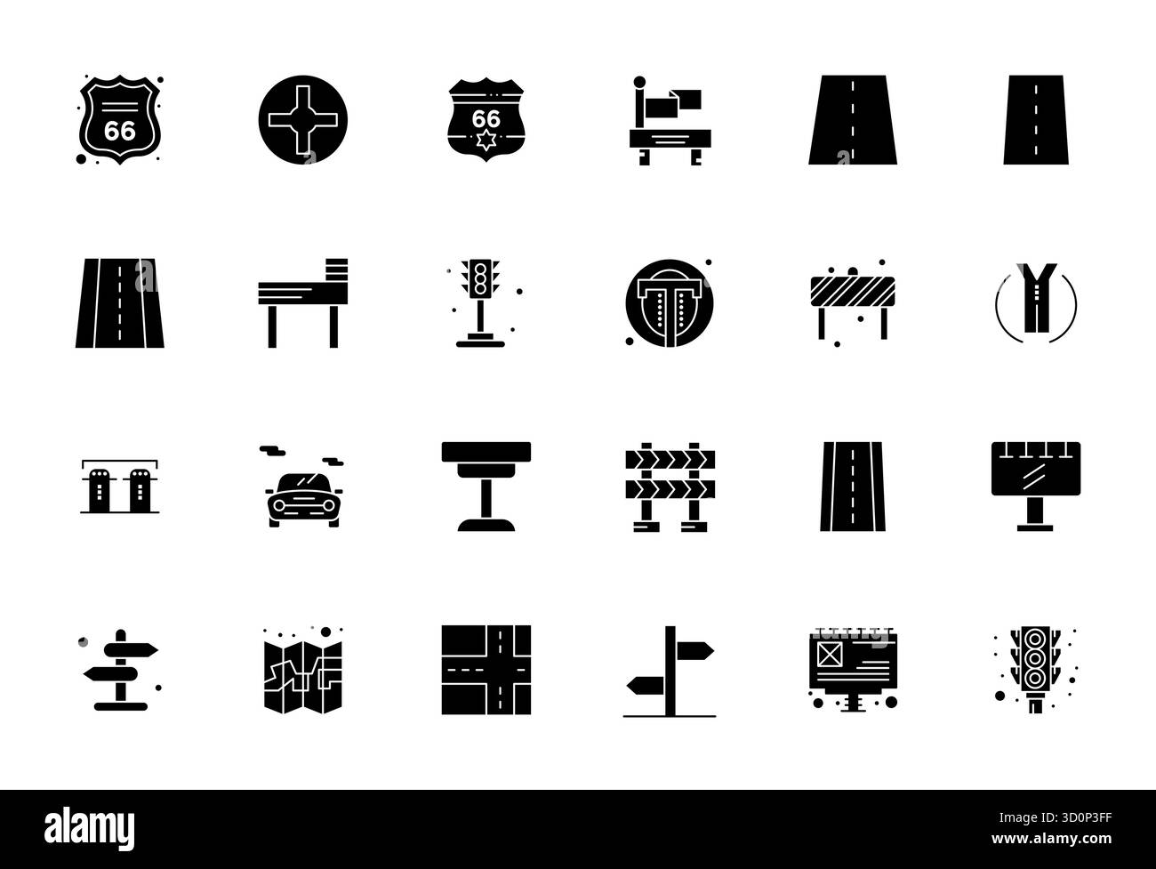 Icone vettoriali perfette da 24 PIXEL con rendering impeccabile per Highway, create con una risoluzione 256x256 per una straordinaria coerenza visiva su tutte le piattaforme. Illustrazione Vettoriale