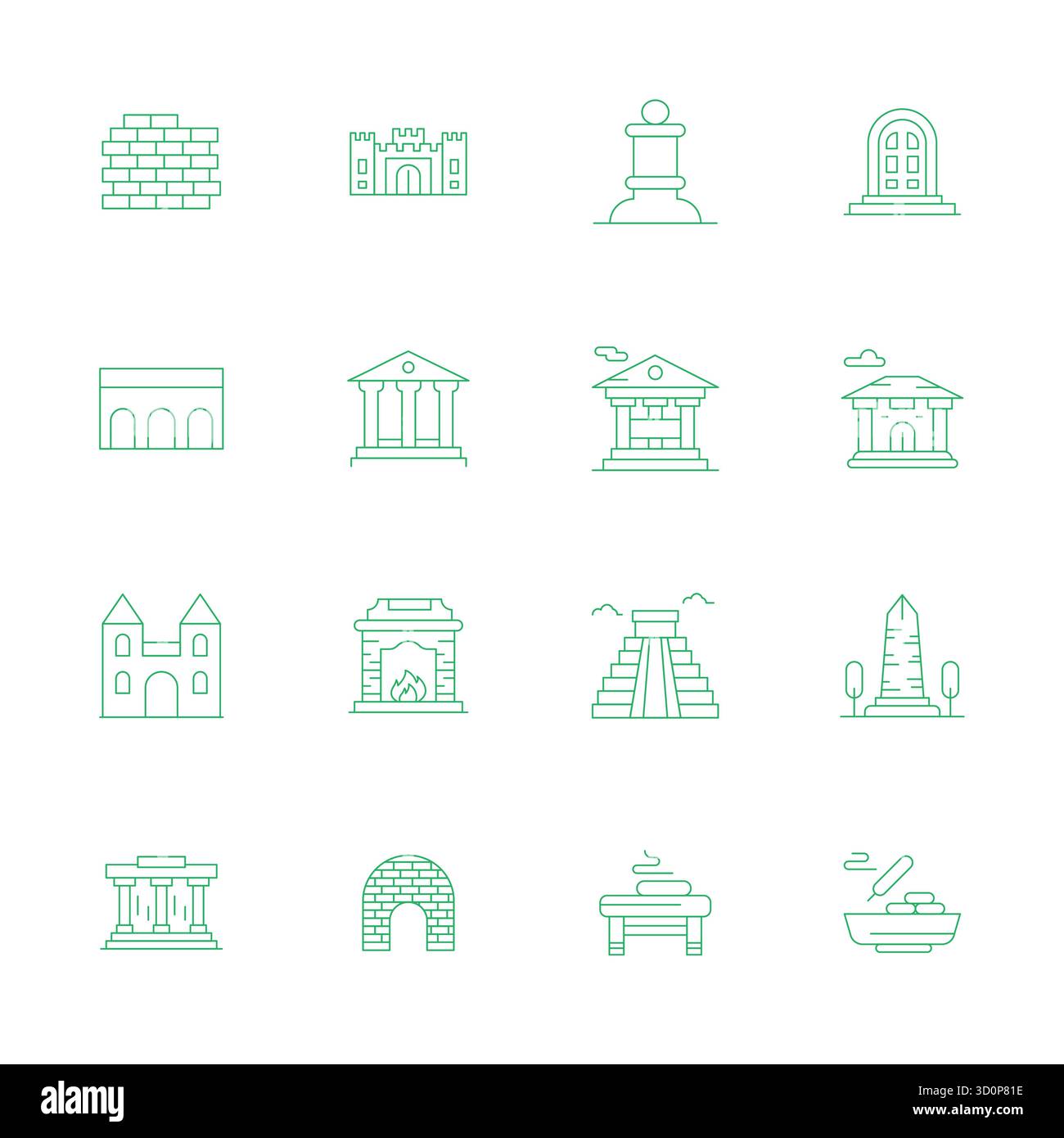 Confezione curata di 16 icone vettoriali Retina Ready nel design Thin Line, incentrate su Stone Concepts con Pixel Optimized Clarity. Illustrazione Vettoriale