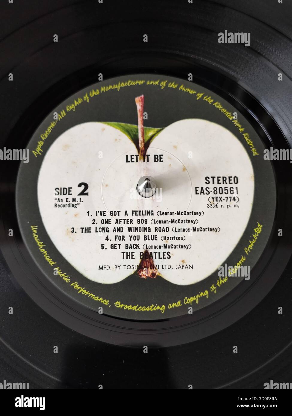 The Beatles Let IT Be album 1970 vinile etichetta LP lato 2 Foto Stock