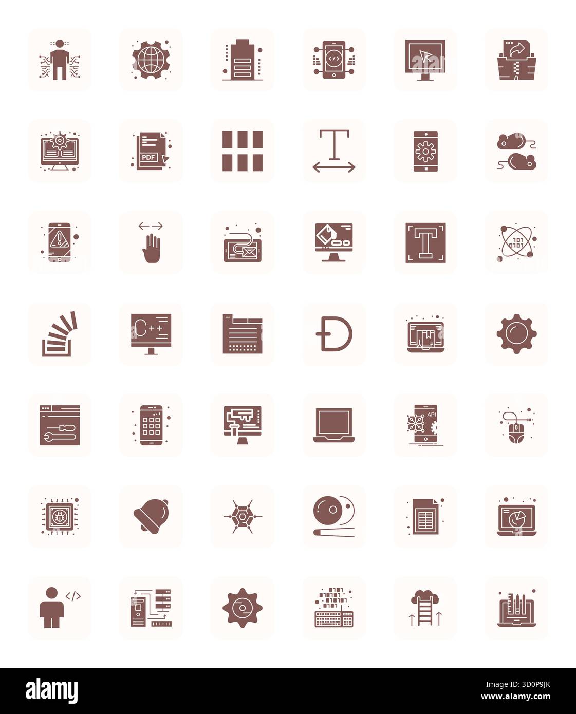 Sofisticato pacchetto di 42 icone vettoriali piene per software, progettato con Retina Ready Grid Fitting Clarity per applicazioni professionali. Illustrazione Vettoriale