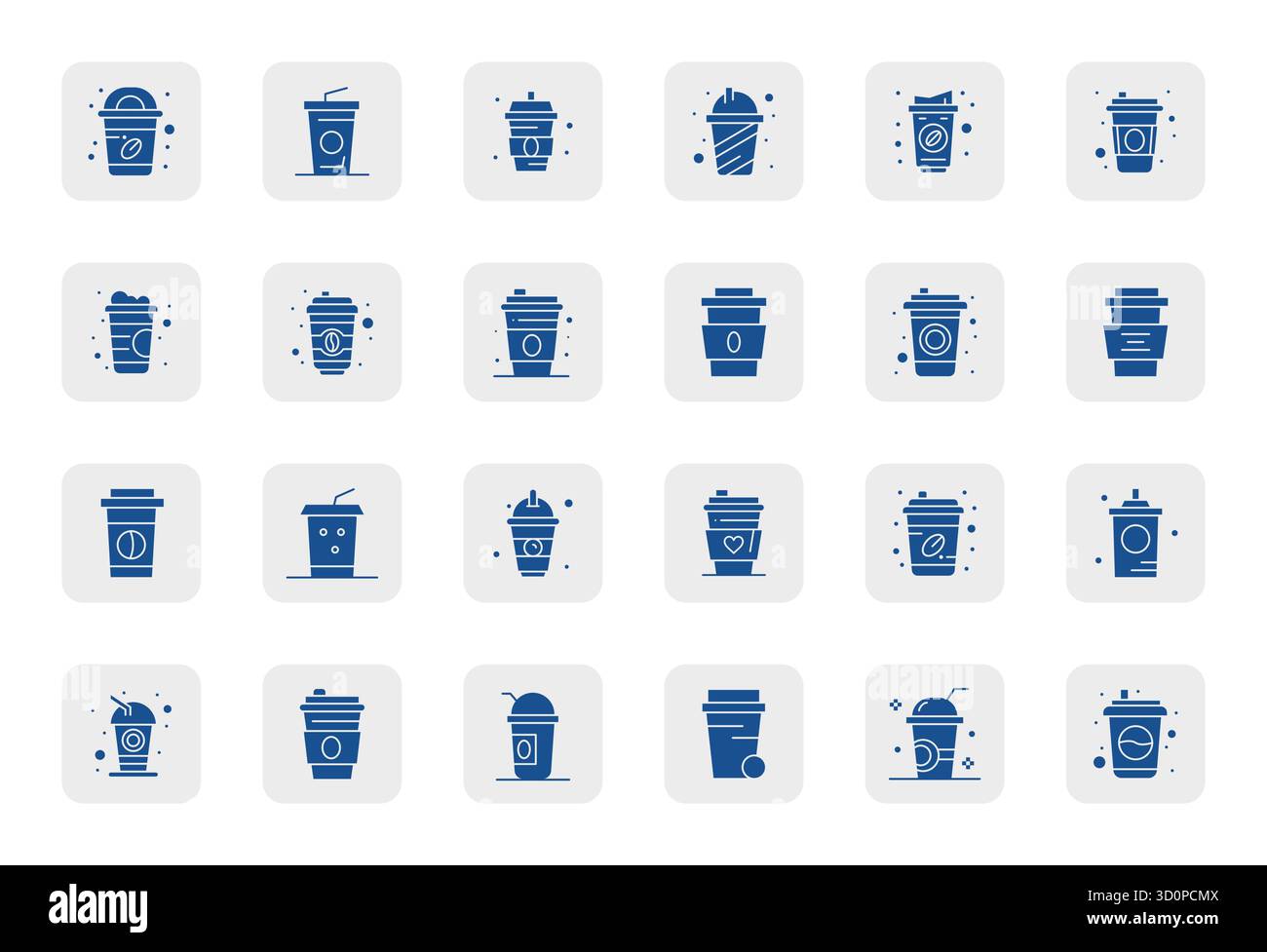 Collezione artigianale con 24 icone vettoriali piene per tazza di carta, ottimizzata in Retina Ready Detail risoluzione migliorata per esperienze digitali di livello superiore Illustrazione Vettoriale