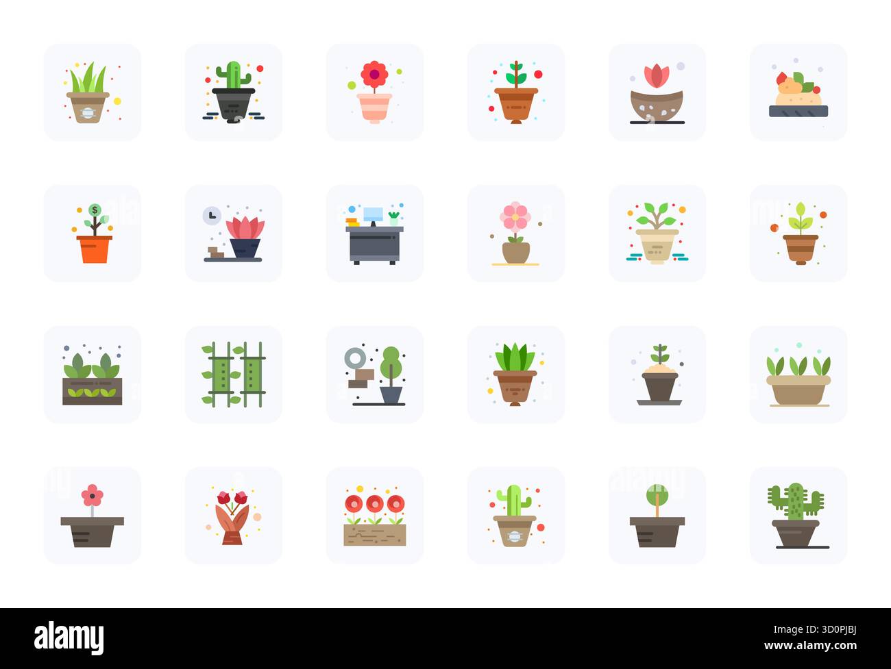 Kit di strumenti completo di 24 icone vettoriali incentrate su vasetti, sviluppato in Flat con display ad alta risoluzione precisione perfetta per un design versatile a. Illustrazione Vettoriale