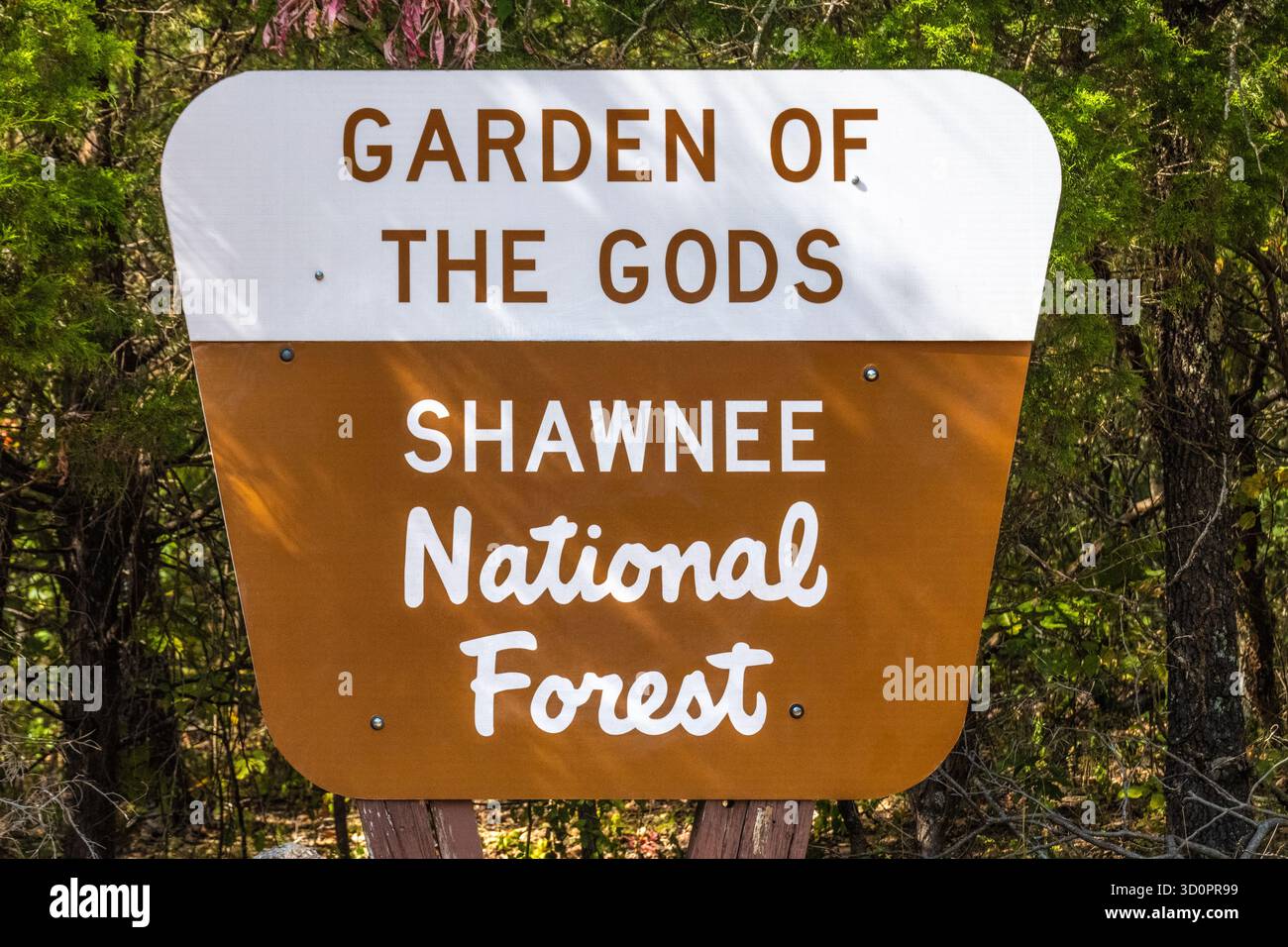 Il servizio forestale degli Stati Uniti firma per Garden of the Gods nella Shawnee National Forest, nell'Illinois meridionale. (USA) Foto Stock