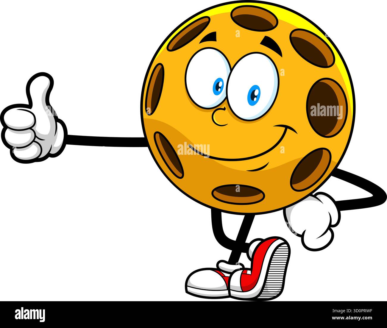 Personaggio di pickleball che dà il pollice in su e sorride - Illustrazione vettoriale disegnata a mano isolata su sfondo trasparente Illustrazione Vettoriale