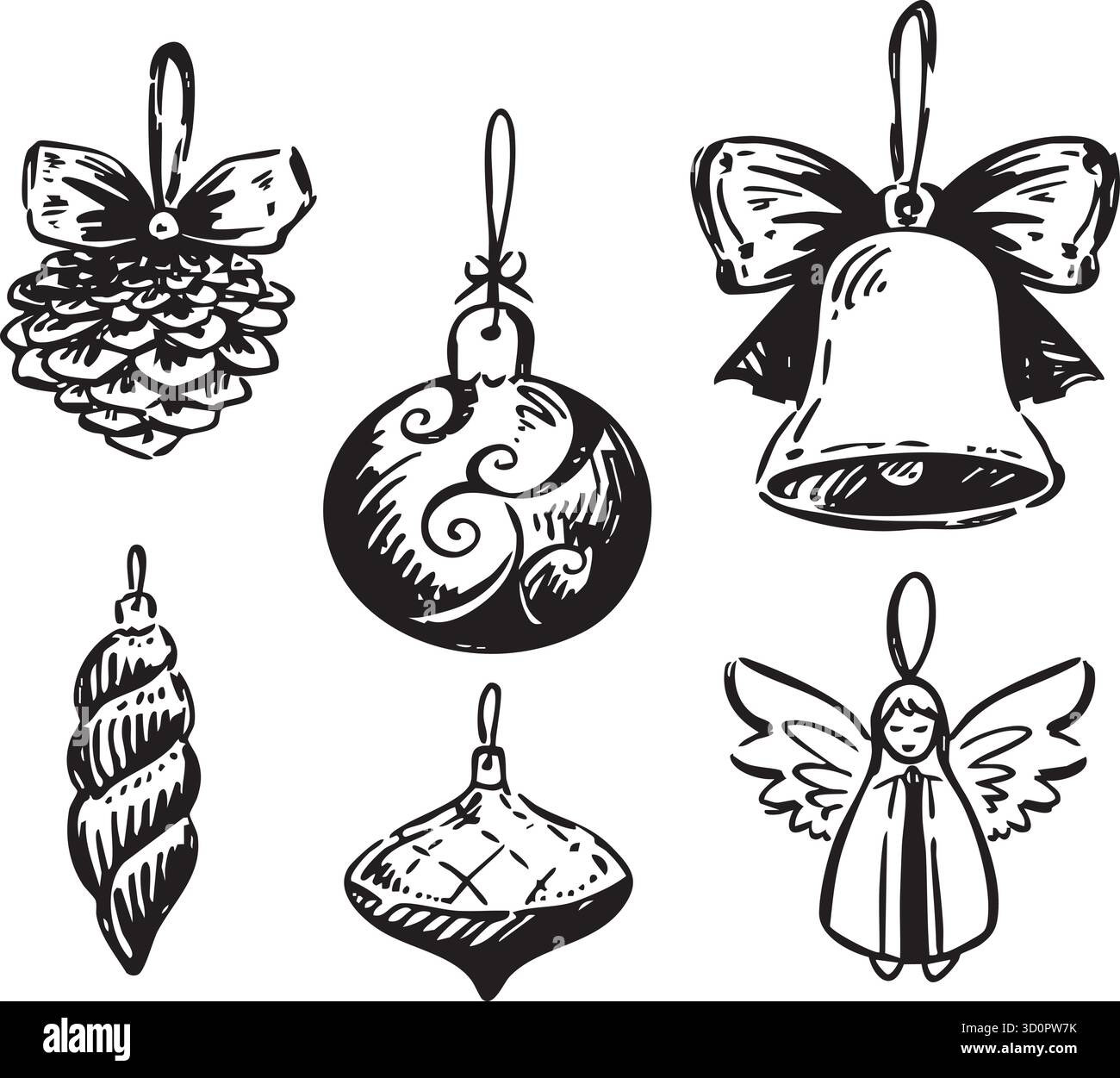 Una splendida e unica collezione Vintage Holiday Ornaments per le tue decorazioni natalizie Illustrazione Vettoriale