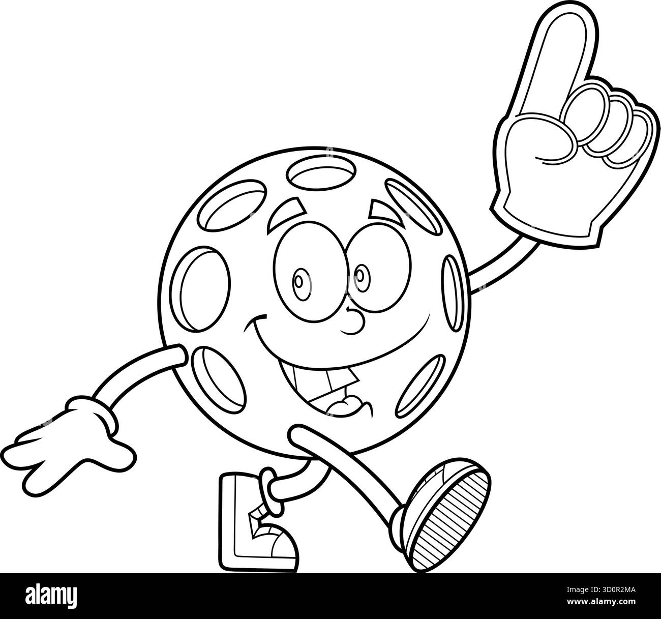 Personaggio Pickleball con la mano in schiuma di ventaglio numero uno - illustrazione disegnata a mano vettoriale isolata su sfondo trasparente Illustrazione Vettoriale