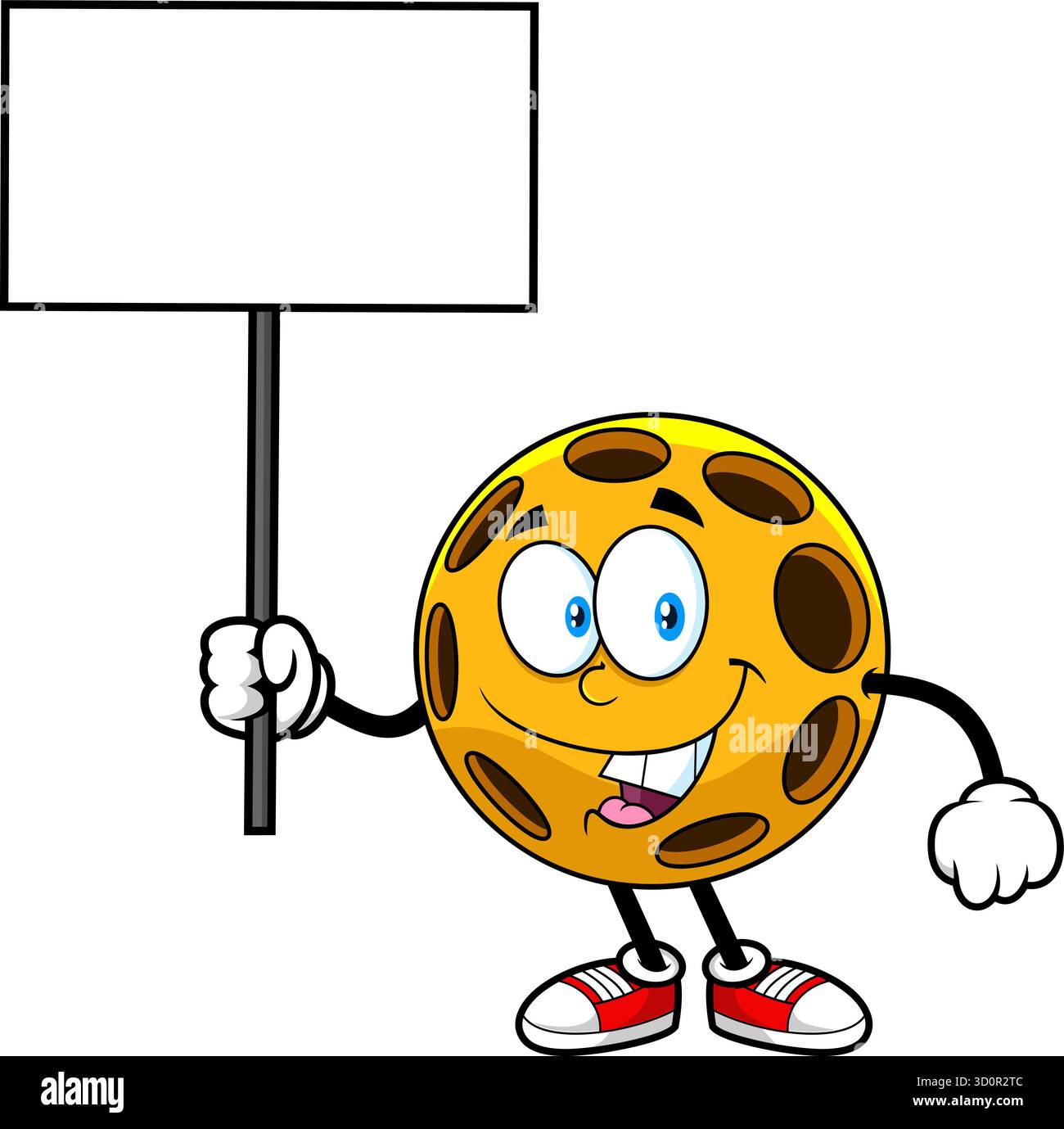 Personaggio Pickleball con segno vuoto sorridente - illustrazione disegnata a mano vettoriale isolata su sfondo trasparente Illustrazione Vettoriale
