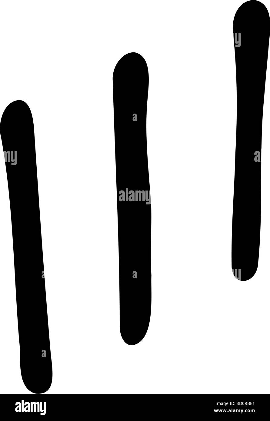 Le linee verticali tracciate a mano danno forma al contorno al doodle vettoriale elemento minimalista astratto Illustrazione Vettoriale