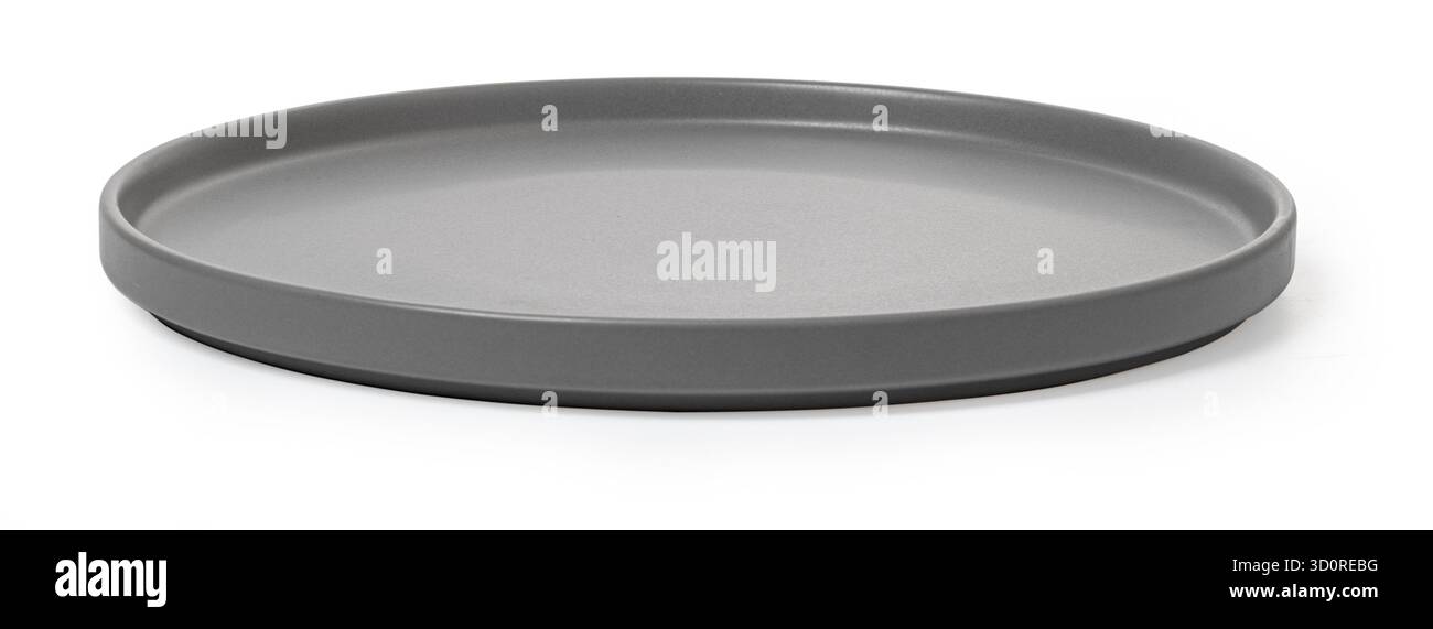 Teglia tonda antiaderente isolata su sfondo bianco, pronta per la cottura Foto Stock