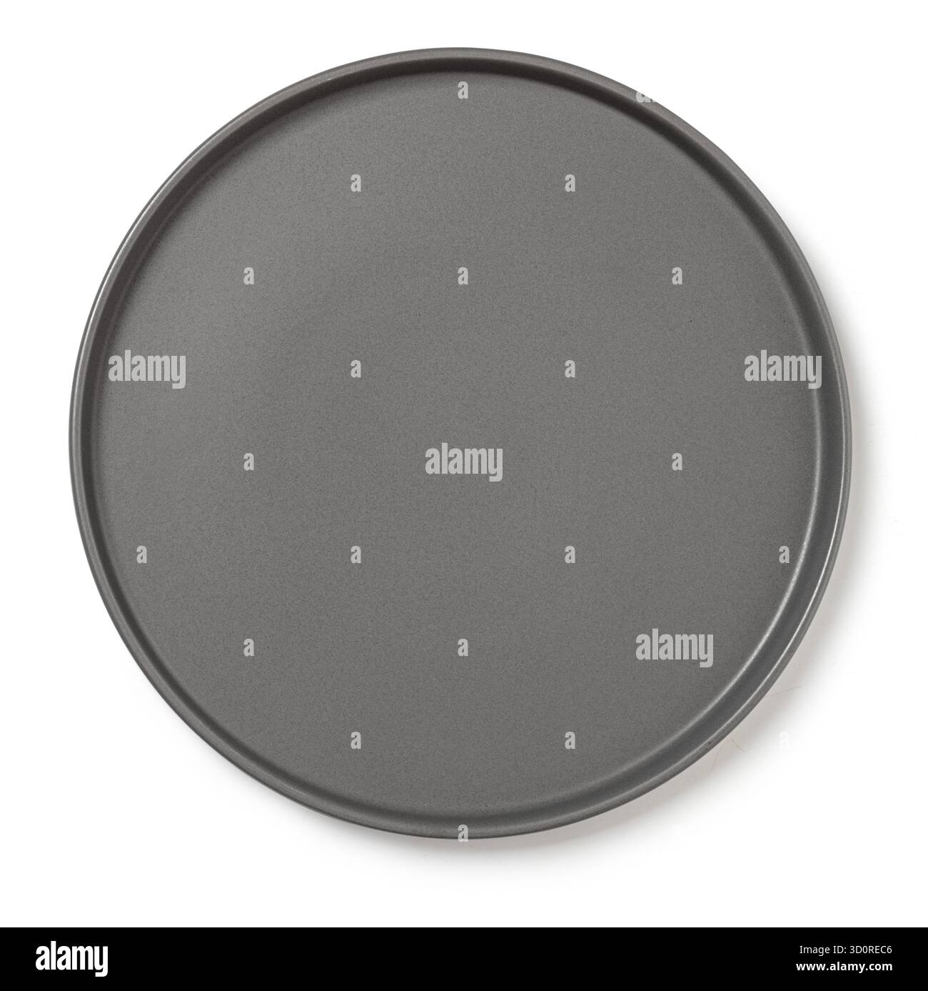 Teglia tonda antiaderente isolata su sfondo bianco, pronta per la cottura Foto Stock