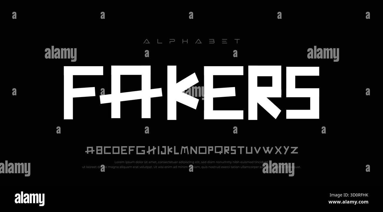 Tecnologia moderna Sport Alphabet Logo font grassetto carattere tipografico per loghi astratti, digitali, moda e futuristici Illustrazione Vettoriale