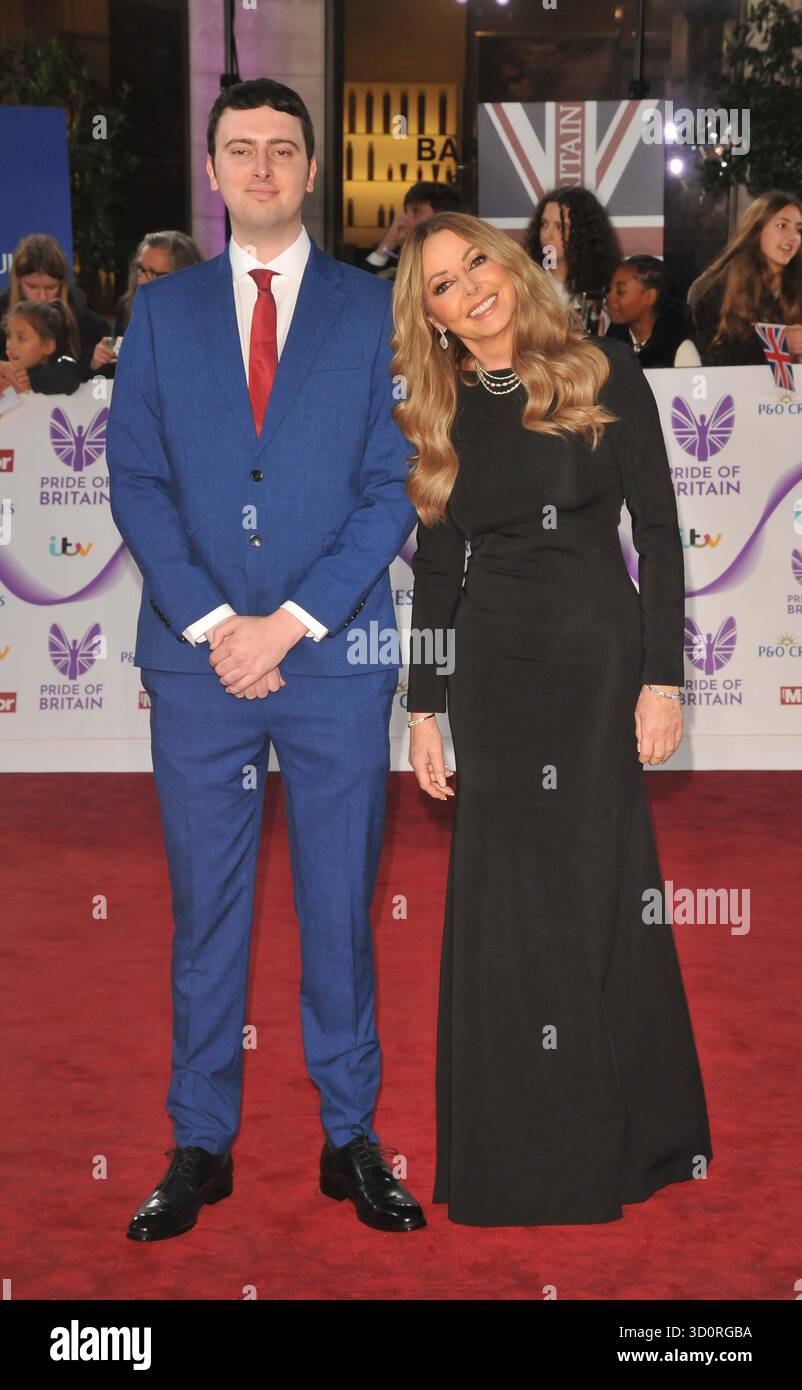 Cameron King e Carol Vorderman al Pride of Britain Awards 2025, Grosvenor House Hotel, Park Lane, lunedì 20 ottobre 2025 a Londra, Inghilterra, Foto Stock