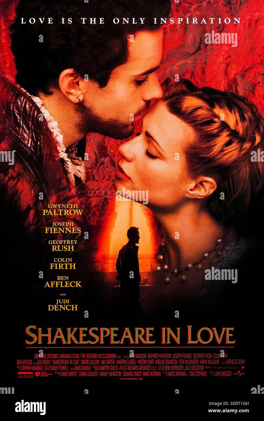 Shakespeare in Love (1998) diretto da John Madden e interpretato da Gwyneth Paltrow, Joseph Fiennes e Geoffrey Rush. Un giovane William Shakespeare si innamora di una nobildonna mentre scrive Romeo e Giulietta, ispirando la sua più grande opera teatrale. Fotografia di un poster originale del 1998 USA a un foglio SOLO PER USO EDITORIALE. Credito: BFA / Miramax Foto Stock