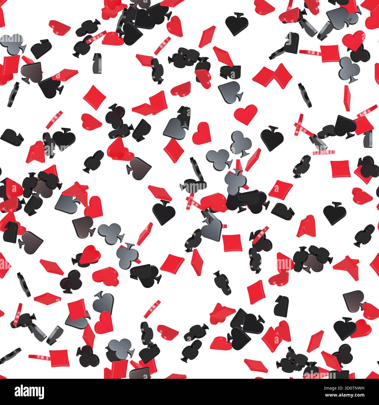 Pattern senza cuciture con rendering 3d delle carte che cadono su sfondo bianco Foto Stock