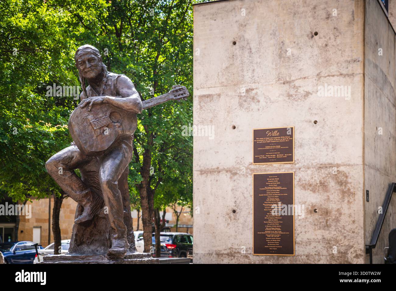 Austin, Texas USA - 2 maggio 2019: Statua di Willie Nelson omaggio al lungo Austin City Limits Show. Foto Stock