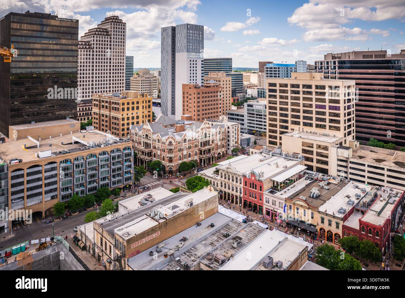 Vista aerea del centro di Austin, Texas. Foto Stock