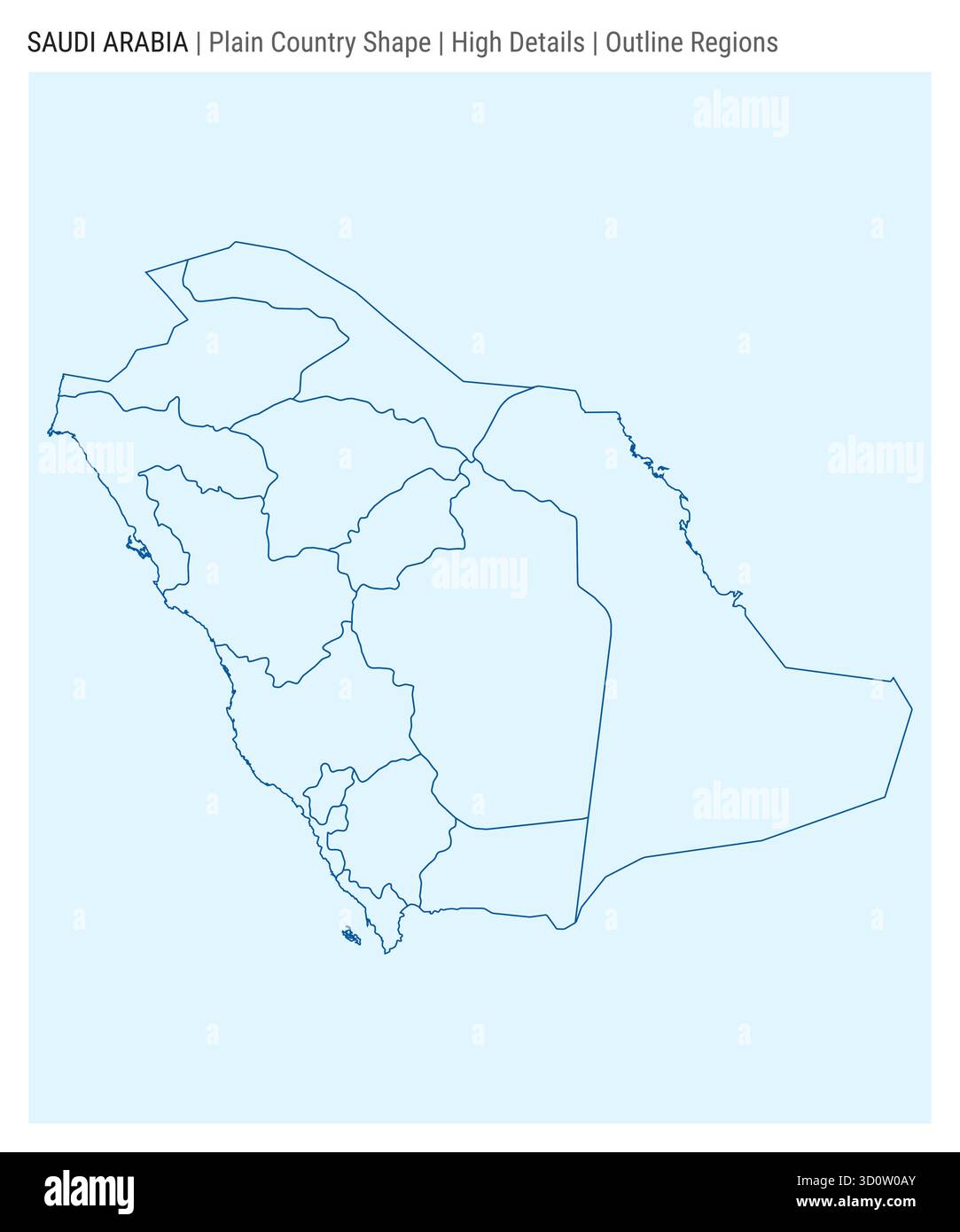 Mappa della campagna dell'Arabia Saudita. Dettagli alti. Stile regioni contorno. Forma dell'Arabia Saudita. Illustrazione vettoriale. Illustrazione Vettoriale
