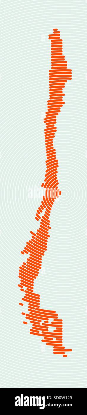 Anelli a forma di Cile. Mappa del paese formata da cerchi impilati. Design della forma del confine del Cile. Eccezionale illustrazione vettoriale. Illustrazione Vettoriale