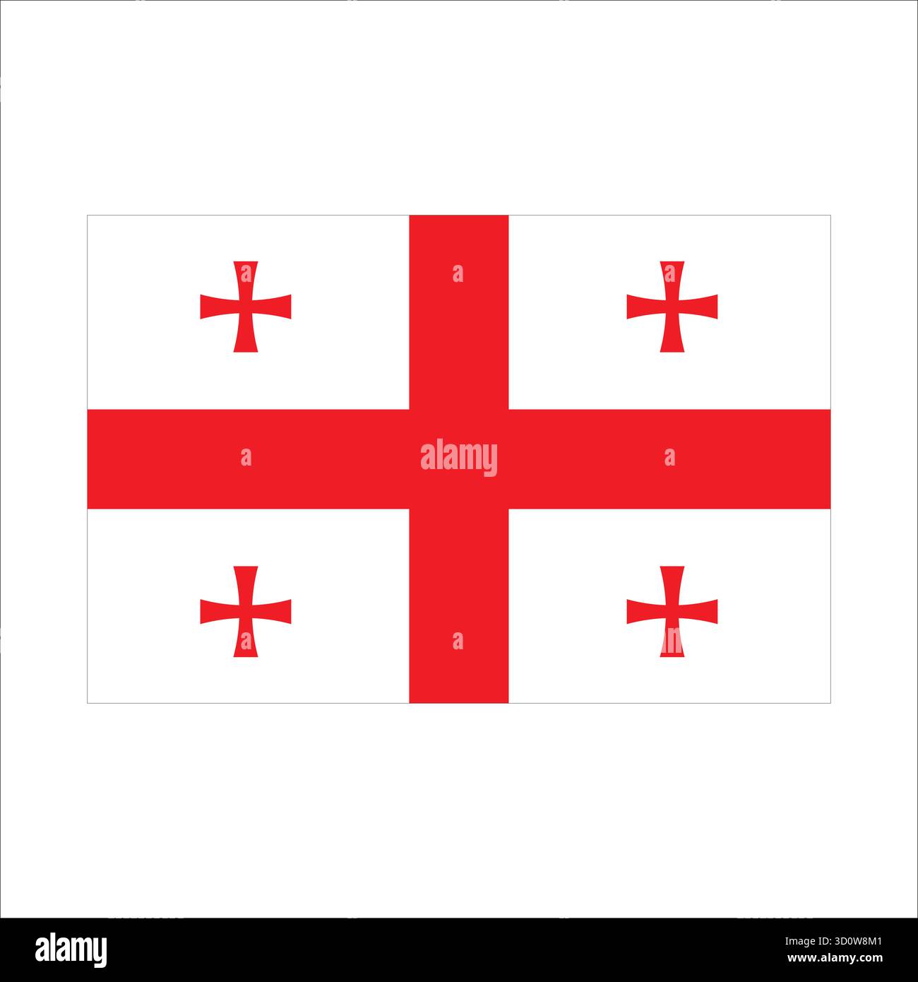 Bandiera nazionale georgiana con una grande croce rossa e quattro croci più piccole su un campo bianco Illustrazione Vettoriale