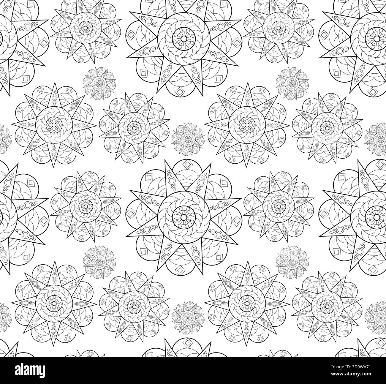 Motivo floreale ornamentale ispirato alla tradizionale arte mandala Foto Stock