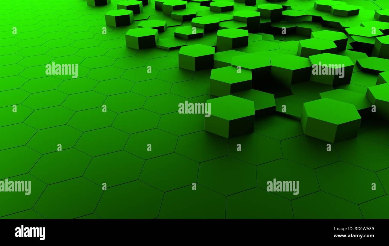 sfondo 3d astratto a nido d'ape esagonale verde Foto Stock