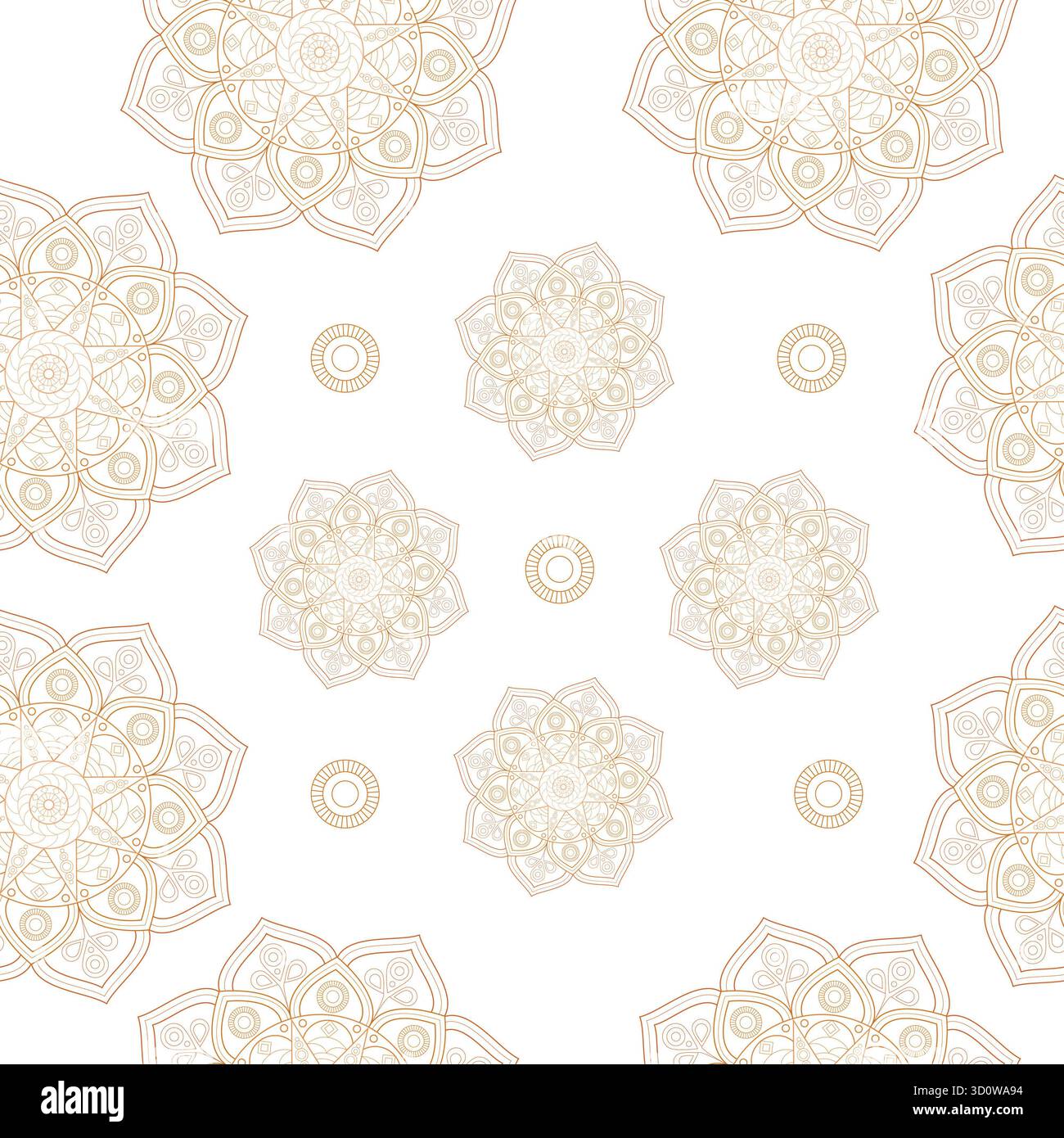 Un motivo vettoriale senza cuciture con un mandala dorato. Perfetto per sfondi scuri e chiari. Foto Stock