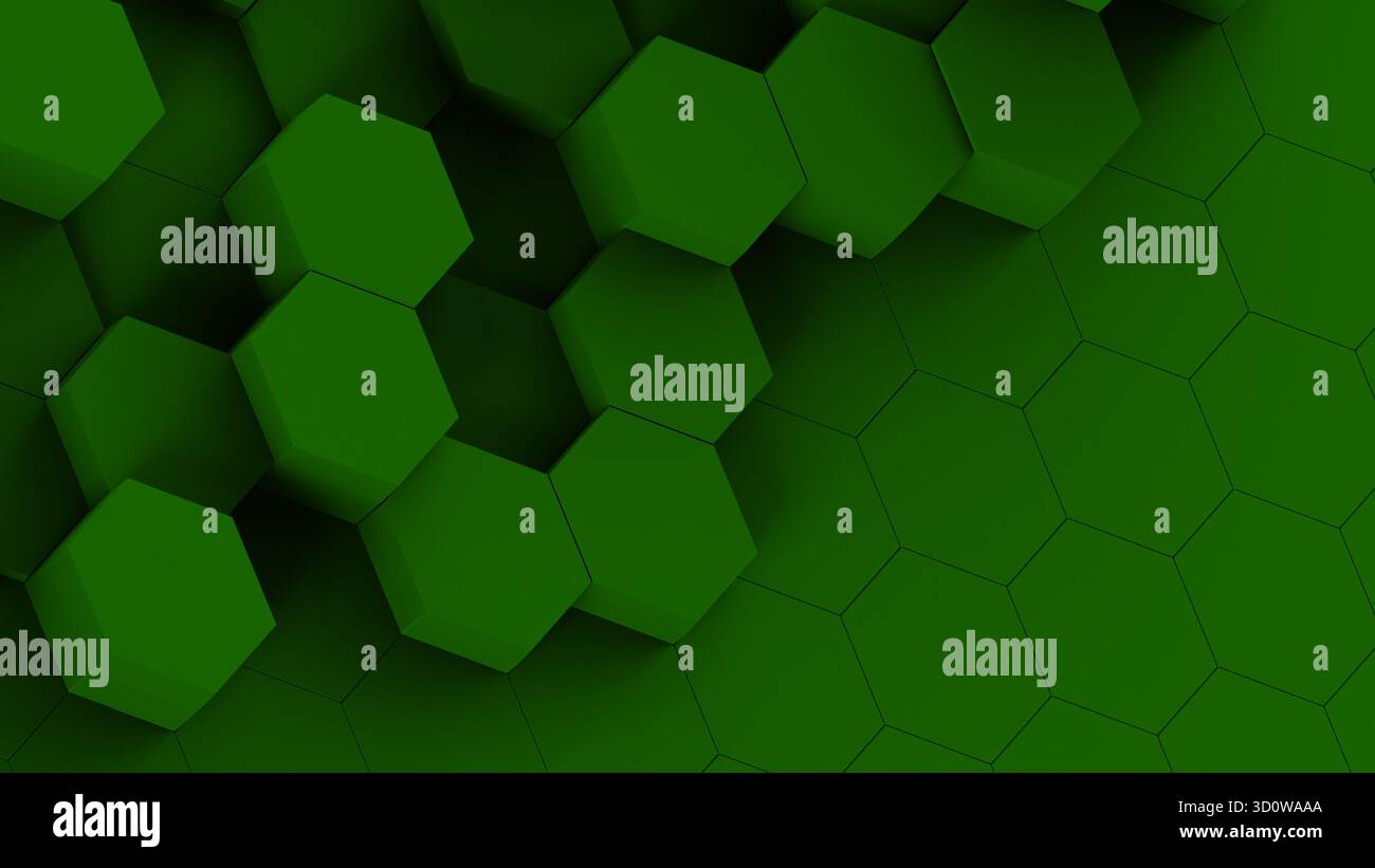 sfondo 3d astratto a nido d'ape esagonale verde Foto Stock