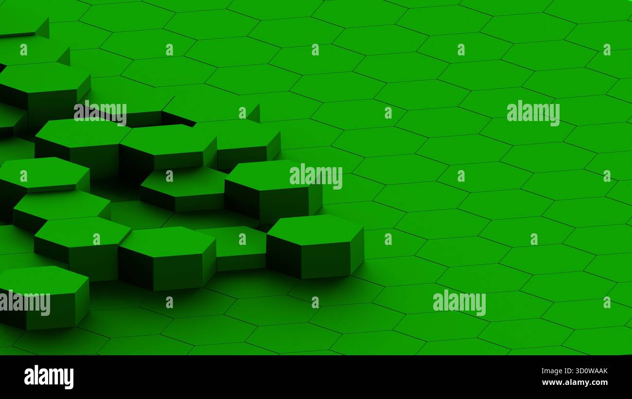 sfondo 3d astratto a nido d'ape esagonale verde Foto Stock