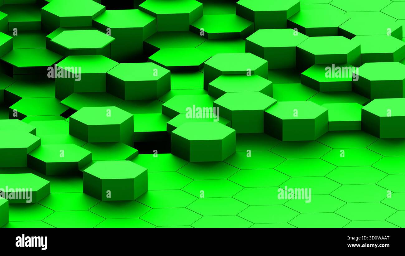sfondo 3d astratto a nido d'ape esagonale verde Foto Stock