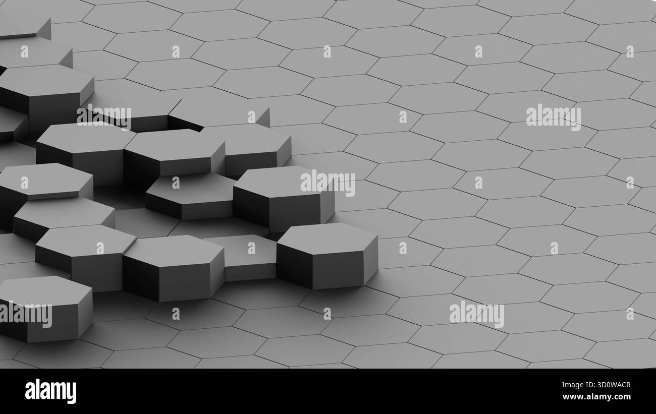 sfondo 3d a nido d'ape esagonale astratto grigio Foto Stock