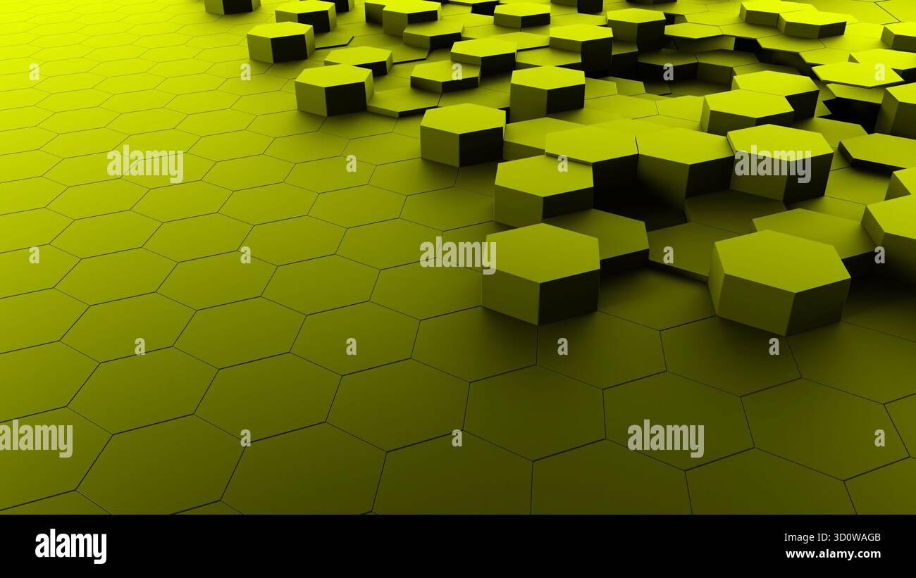 sfondo 3d a nido d'ape esagonale astratto giallo Foto Stock