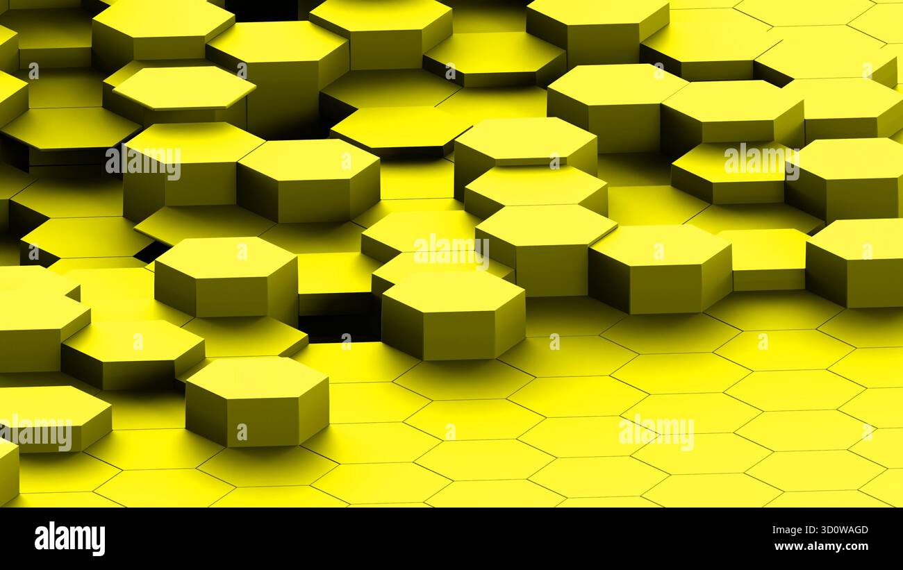 sfondo 3d a nido d'ape esagonale astratto giallo Foto Stock