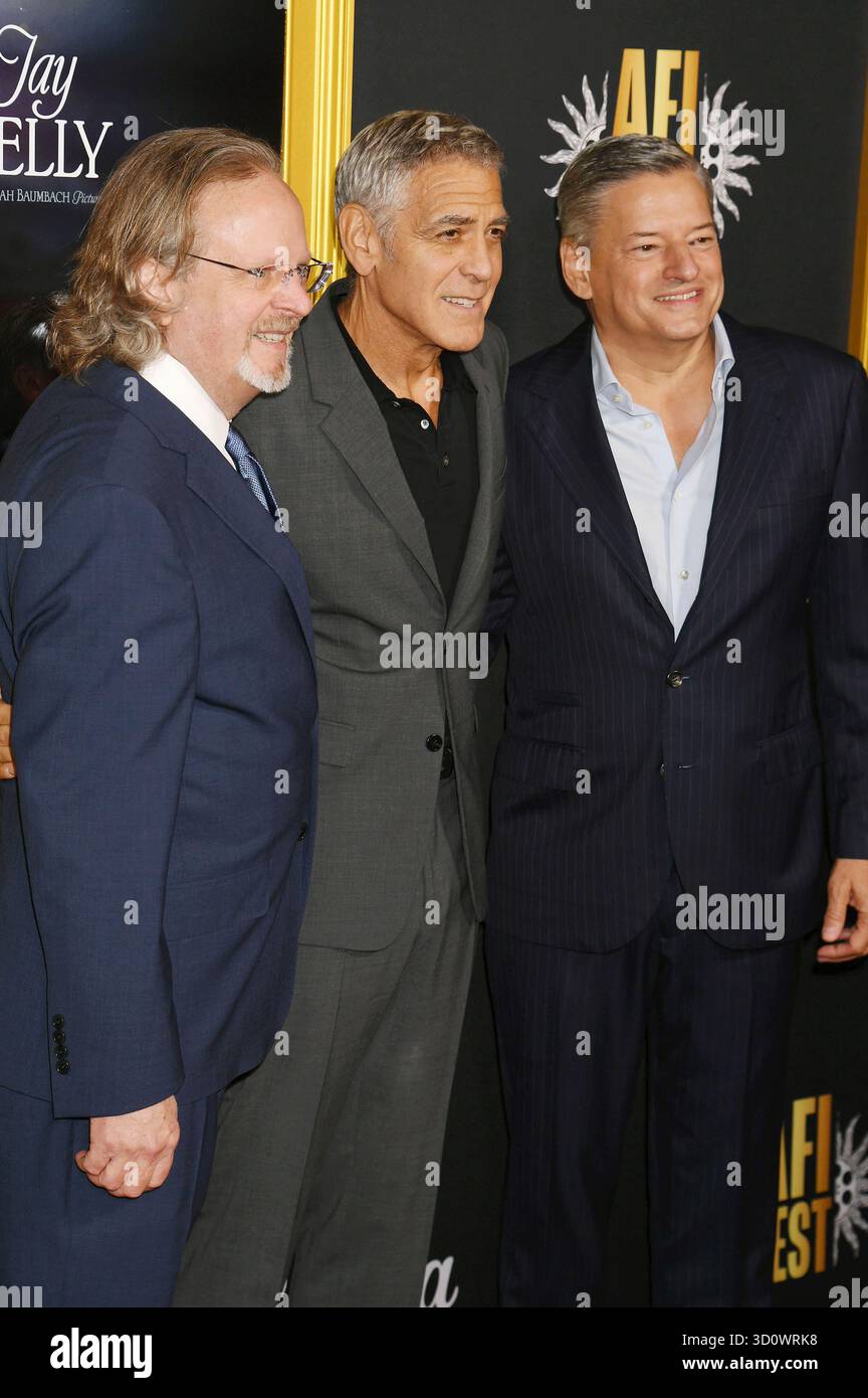 Bob Gazzale, George Clooney e Ted Sarandos bei der Premiere des Kinofilms 'Jay Kelly' auf dem 39. AFI Fest 2025 im TCL Chinese Theatre. Los Angeles, 23.10.2025 Foto Stock