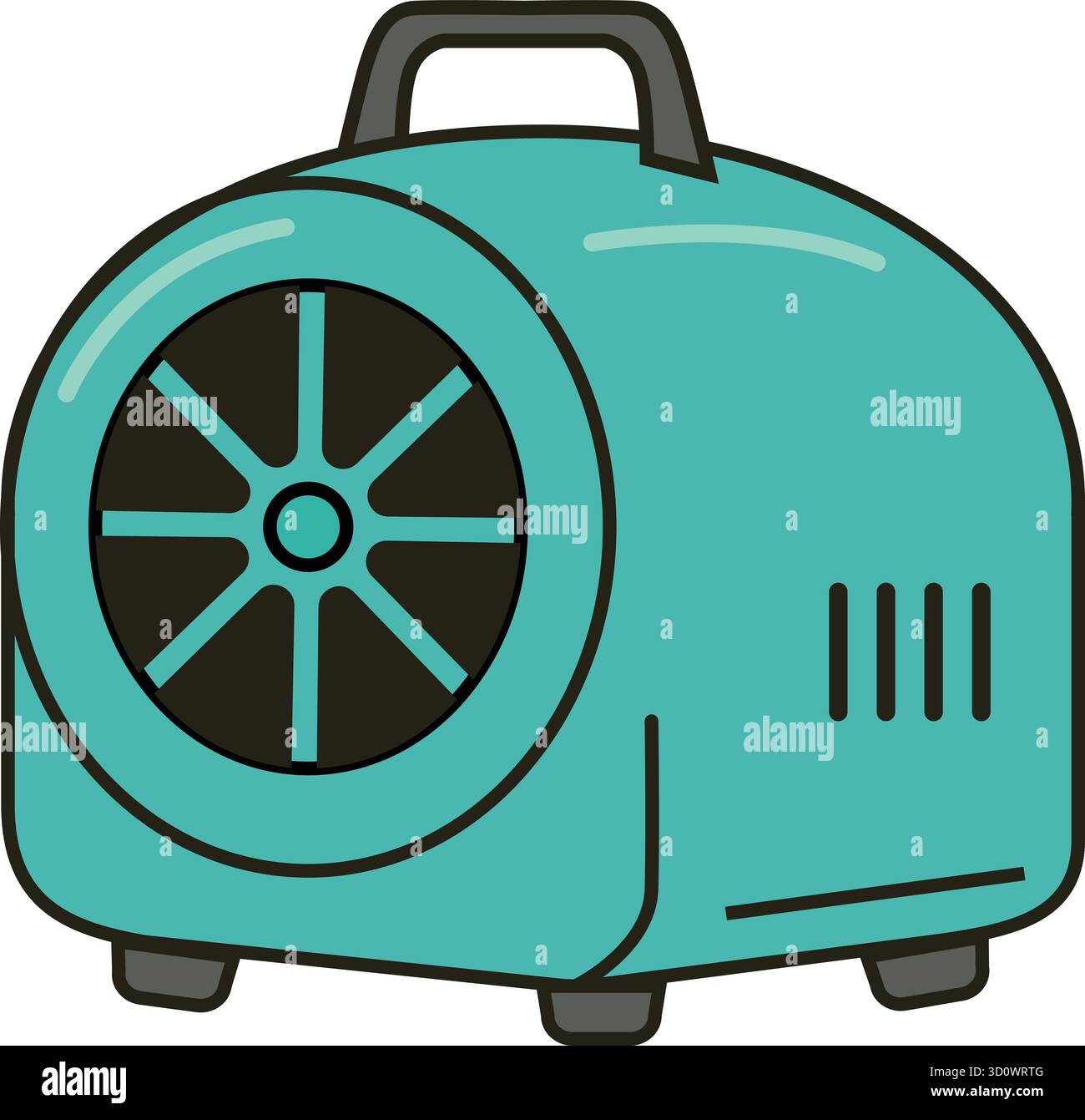 Una macchina di asciugatura compatta a turbina su piedini piccoli progettata per soffiare aria calda per asciugare camici di animali Illustrazione Vettoriale