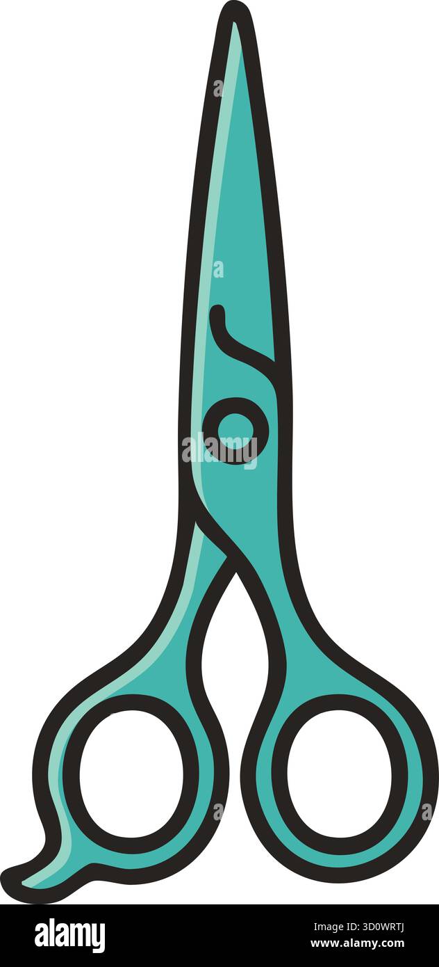 Forbici lunghe in acciaio inox con poggiaditi ricurvi per rifinire con precisione la pelliccia intorno alle orecchie alle zampe e al viso Illustrazione Vettoriale